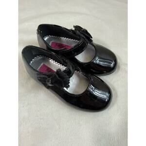 Rachel Shoes Black Patent Mary Jane Flats Girls Flower Dress